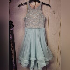 Speechless Glittering Silver and Blue Kids Dress